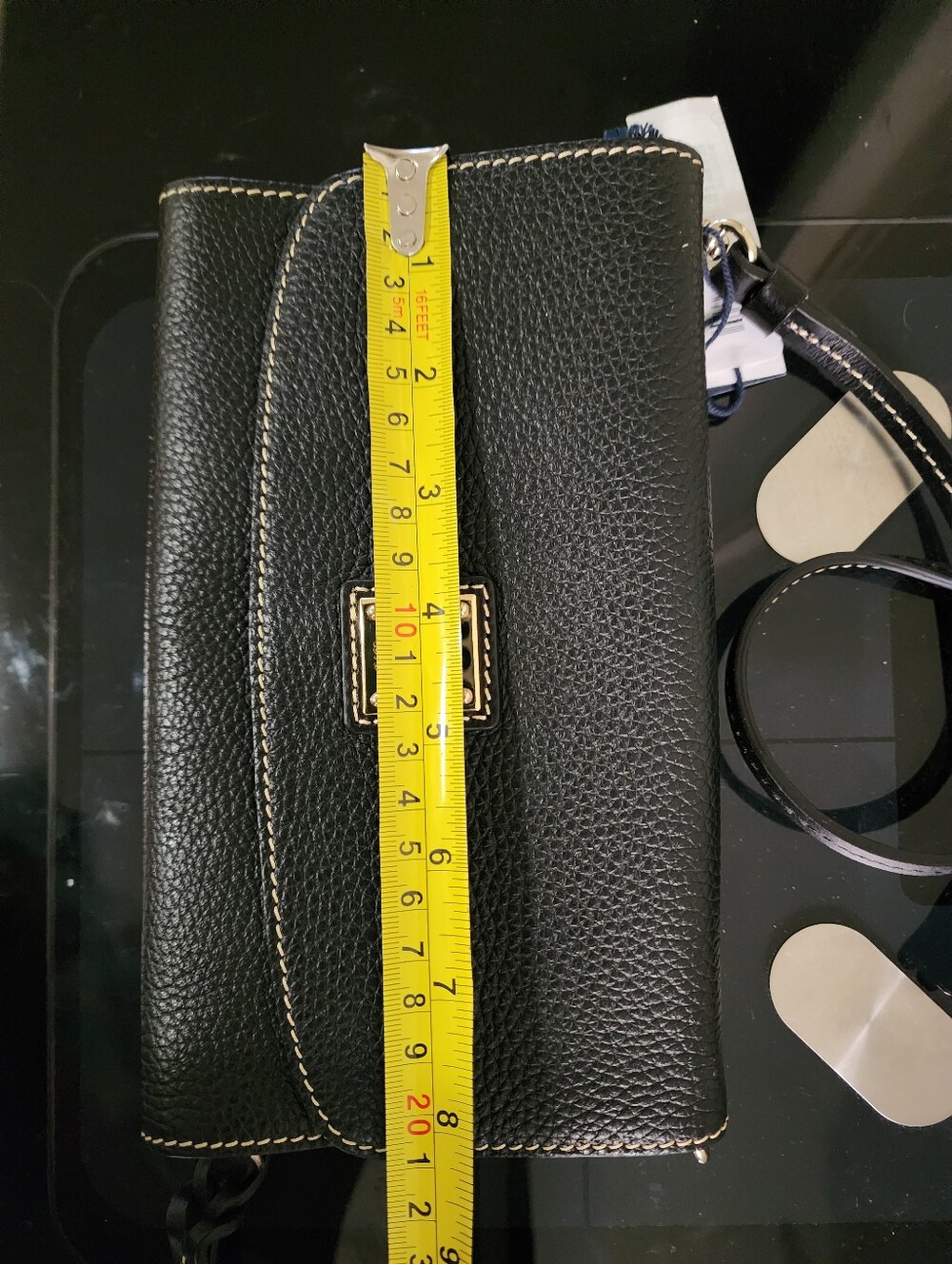Dooney & Bourke Black Pebbled Leather Crossbody Wallet with Gold Hardware - Picture 12 of 15